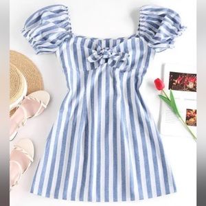 Blue and white stripe mini dress, Size Small